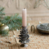 Rustic Zinc Pinecone Candle Holder