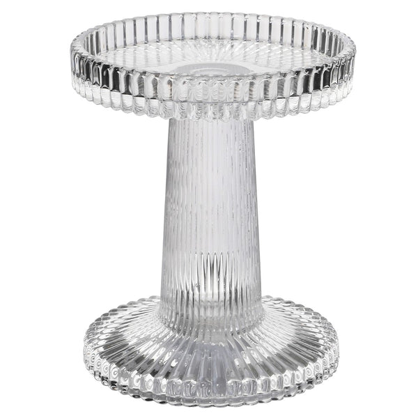 Ribbed Glass Candle Holder for Pillar or Dinner Candle
