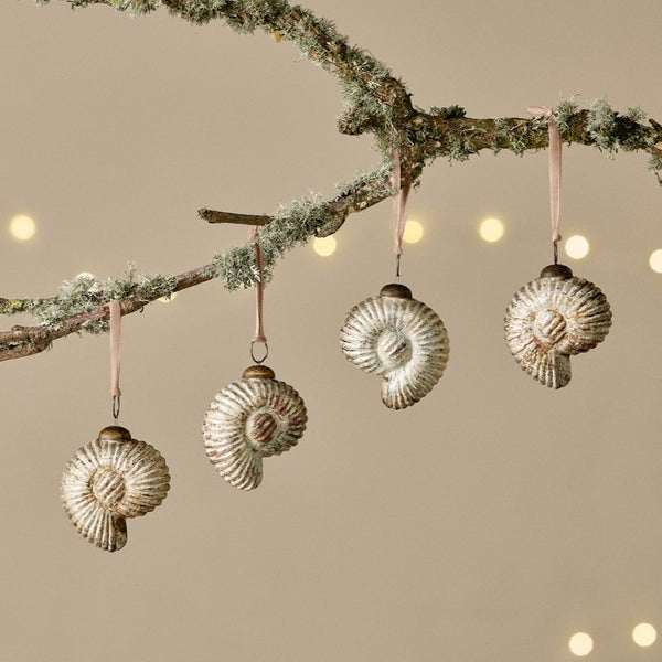 Rustic Gold Shell Baubles - Set of Four