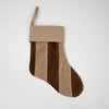 Saga Velvet Christmas Stocking - Brown and Beige Stripe - Olsson & Jensen Sweden