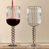 Grooved and Ribbed Borosilicate Wine Glass Set of Two