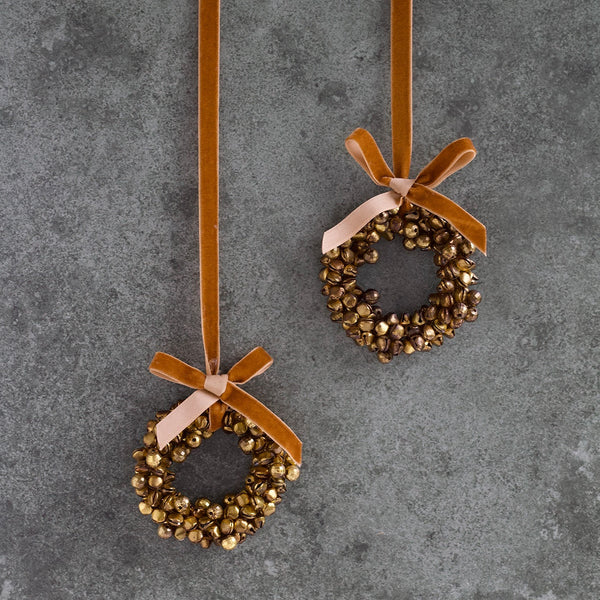 Set of Four Mini Golden Bell Wreaths