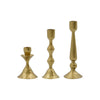 Set of Three Handmade Hammered Antique Brass Finish Candlesticks