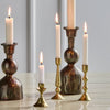 Set of Three Handmade Hammered Antique Brass Finish Candlesticks