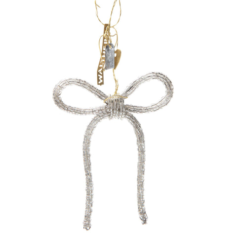 Silver Bead Bow Hanging Decoration - Walther & Co