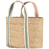 Natural, Rose and Thistle Jute Tote Bag - Small - Braided Rug Company