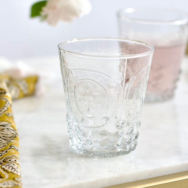 Small Fleur de Lis Glass Tumbler - Set of Four