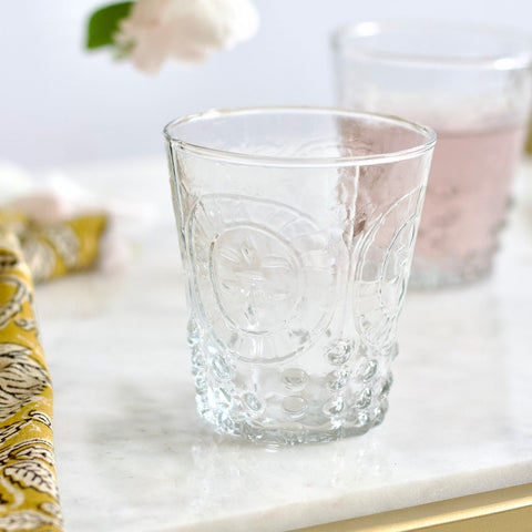 Small Fleur de Lis Glass Tumbler - Set of Four