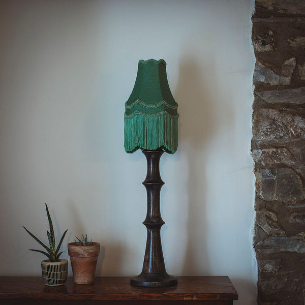 Small Fringed Flax Lampshade - Sage Green