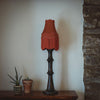 Small Fringed Flax Lampshade - Burnt Orange