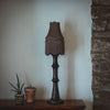 Small Fringed Flax Lampshade - Light Brown