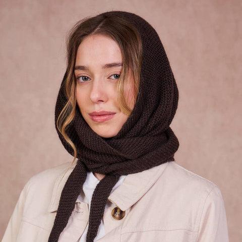 Sophie Knitted Hood - Chocolate Brown