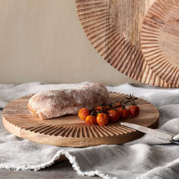 Etched Edge Round Mango Wood Chopping Board