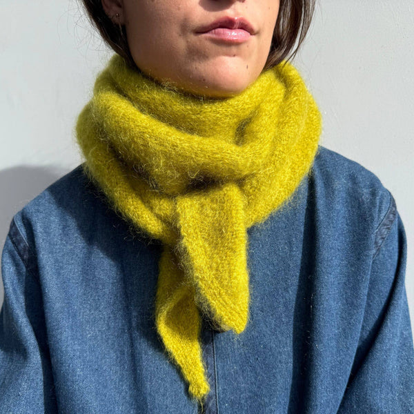 Superkid Mohair Triangle Scarf - Bright Olive or Bright Pink