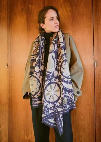 Susani Charcoal Wool Scarf - One Hundred Stars