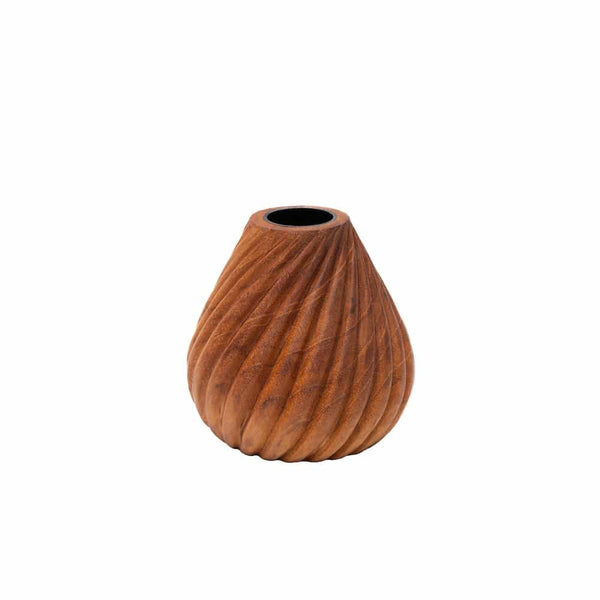 Swirl Teak Wood Candle Holder