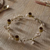 Wooden Beaded Wreath Candle Holder - Brass and Natural