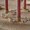 Wooden Beaded Wreath Candle Holder - Brass and Natural