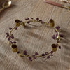 Wooden Beaded Wreath Candle Holder - Brass and Ruby Red