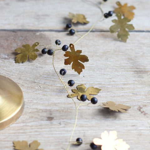 Brass Oak Leaf and Black Berries Garland