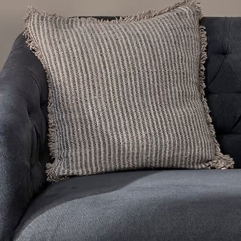 Textured Linen Green Stripe Cushion - 50x50 cm
