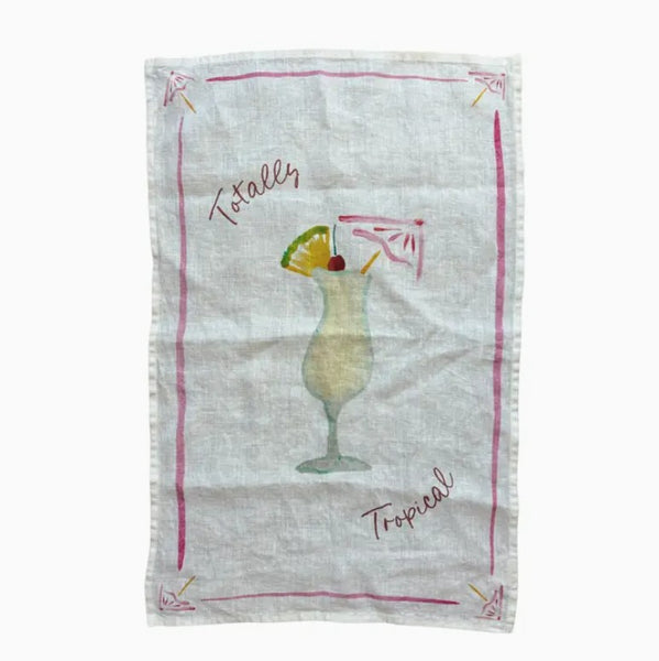 Totally Tropical Pina Colada- Linen Tea Towel