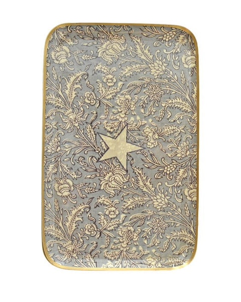 Enamelled Flower Verdigris Tray - Large - Boncoeurs