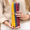 Rustic Twisted Dinner Candle - Plum, Ochre or Inky Blue - Set of Four