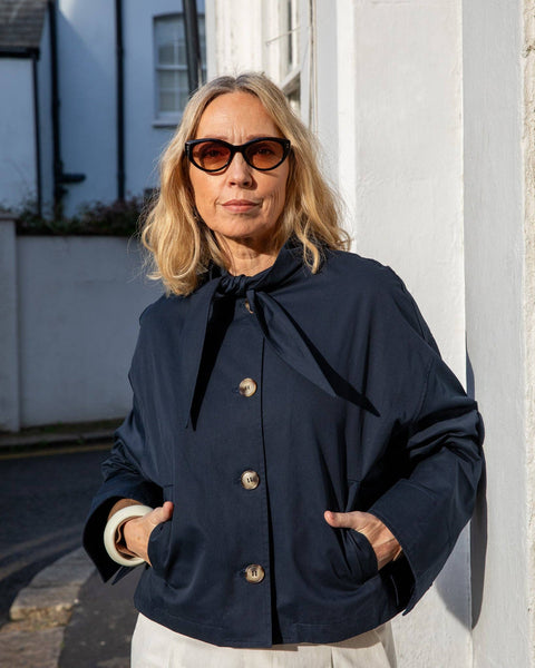 Tyla Jacket - Navy - Chalk