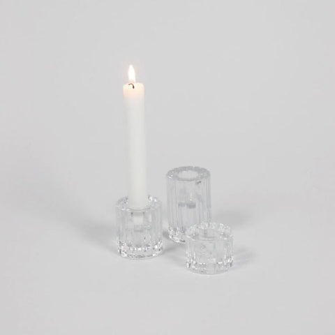 Simple Ribbed Glass Candle Holder - Three Sizes﻿
