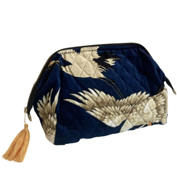 One Hundred Stars Velvet Pouch Stork Navy
