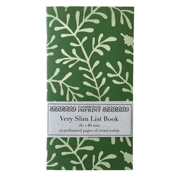 Very Slim List Book - Sprig - Pea Green - Cambridge Imprint