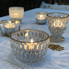 Faceted Glass Tealight Holder with gold rim