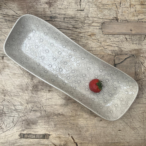 Wonki Ware Prawn Serving Dish or Platter - Small - Warm Grey Lace