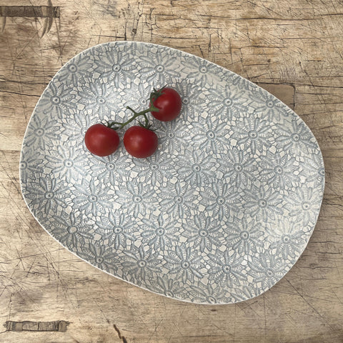 Wonki Ware Large Meat Platter - Duck Egg Lace