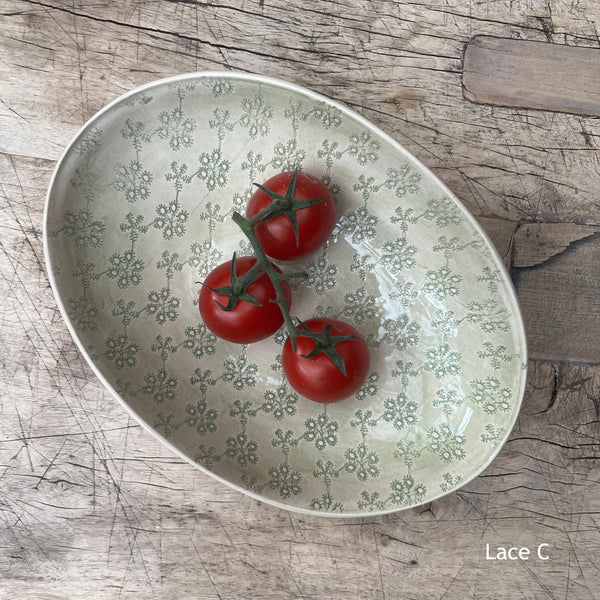 Wonki Ware Oval Bowl - Medium - Spearmint Lace