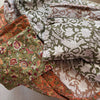 Linen and Cotton Tote Bag - Exotic Indian Print - Khaki or Moccaccino