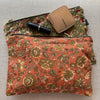 Linen and Cotton Zipped Pouch - Floral - Scorched Earth or Khaki