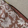 Linen and Cotton Zipped Pouch - Exotic Indian Print - Khaki or Moccaccino
