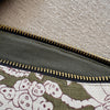 Linen and Cotton Zipped Pouch - Exotic Indian Print - Khaki or Moccaccino