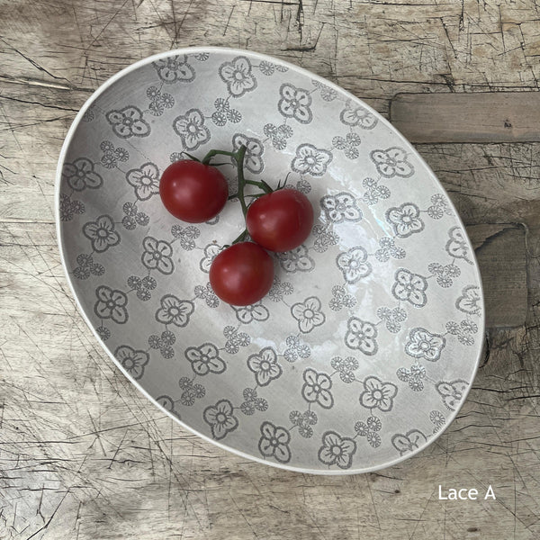Wonki Ware Oval Bowl - Large - Warm Grey Lace