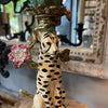 Antiqued Ornate Leopard Candle Holder