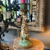 Antiqued Ornate Leopard Candle Holder