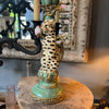 Antiqued Ornate Leopard Candle Holder