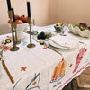 Whimsical Illustrated Linen Tablecloth