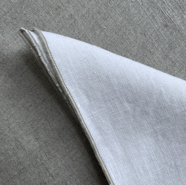 Pure Linen Napkin with Natural Overlocked Edge - White
