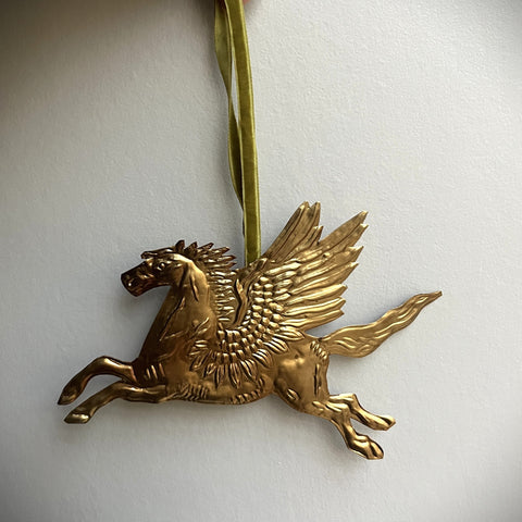 Antique Brass Winged Horse Hanging Ornament