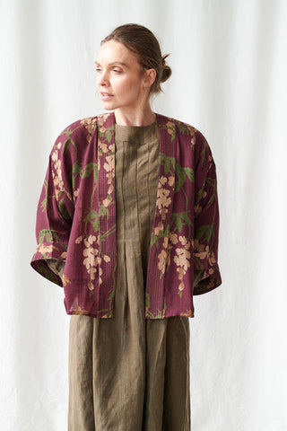 Wisteria Plum Wool Kimono - One Hundred Stars