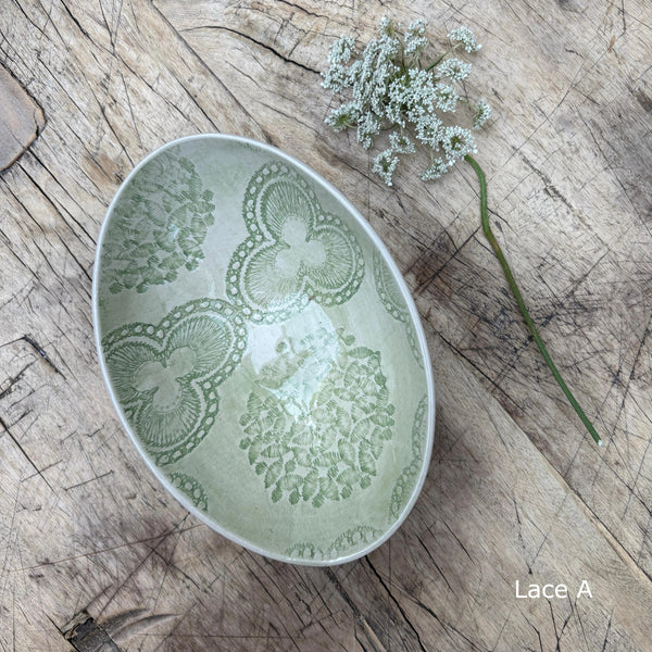 Wonki Ware Oval Bowl - Extra Small - Spearmint Lace