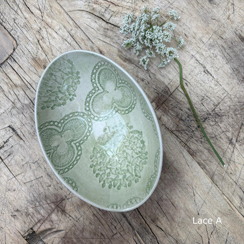 Wonki Ware Oval Bowl - Extra Small - Spearmint Lace